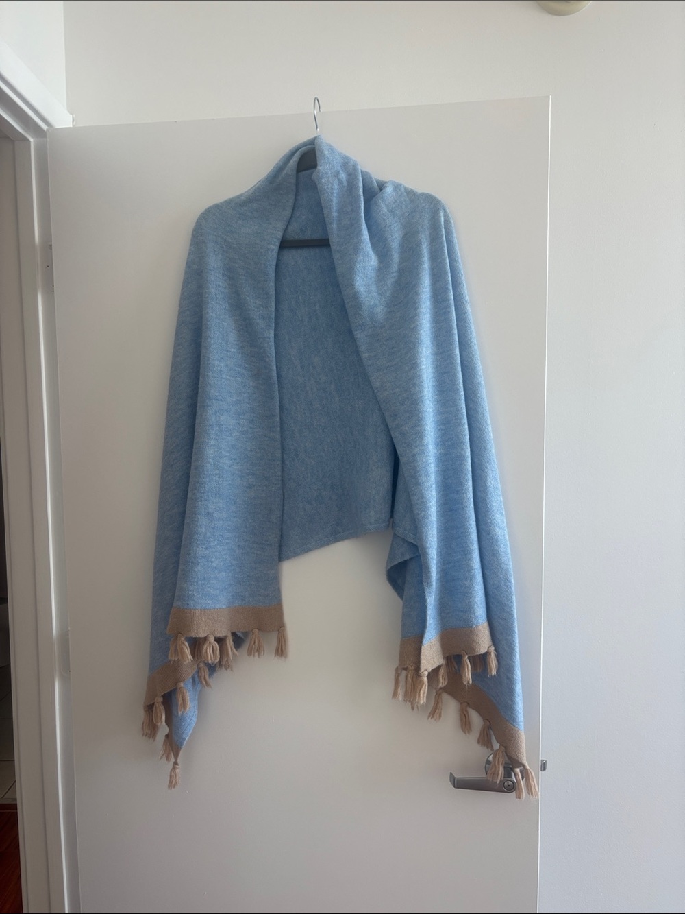Lilly Pulitzer Light Blue Knit Poncho with Fringe